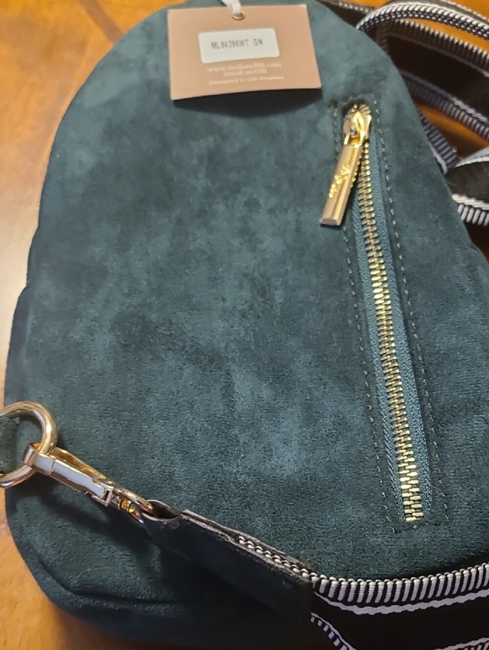 Forest GreenSuede Crossbody Backpack - Picture 2 of 4
